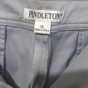 Pendleton Women's Light Blue Capri Pants Cotton Twill Straight Leg Size 14